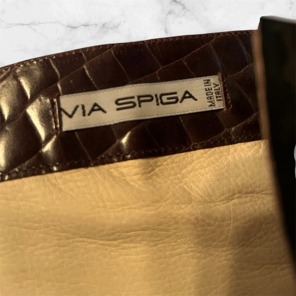 Via Spiga Leather Croc Heeled Boots Made in Italy Size 7 - Picture 4 of 10